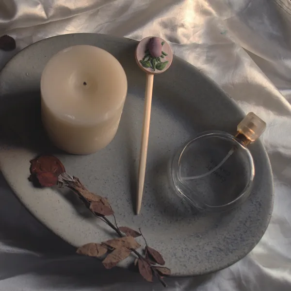 Dusty_Pink_Cotton_Embroidered_Rose_Branch_Round_Hair_Stick_For_Women