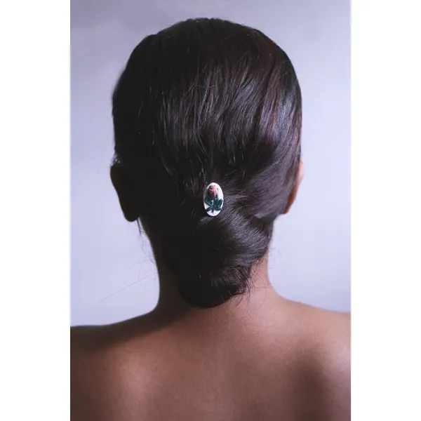 Dusty_Peach_Cotton_Embroidered_Rose_Bud_Oval_Hair_Pin_For_Women