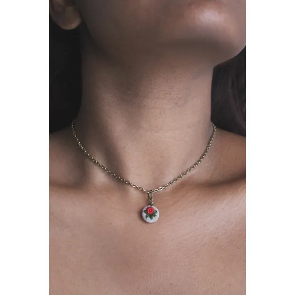 Red_Cotton_Embroidered_Rose_Branch_Hollow_Round_Pendant_Necklace_For_Women
