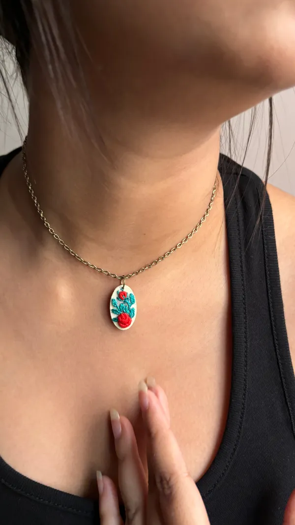 Red_Cotton_Embroidered_Rose_Vine_Hollow_Oval_Pendant_Necklace_For_Women