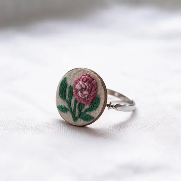 Mauve_Cotton_Embroidered_Rose_Branch_Round_Adjustable_Ring_For_Women