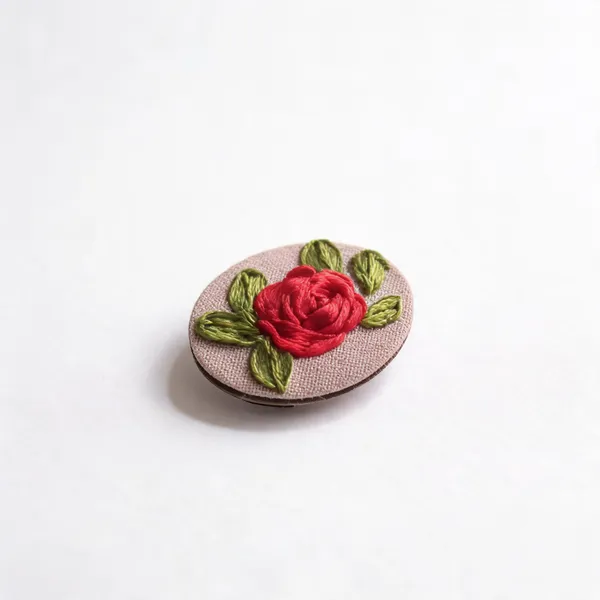 Red_Ribbon_Cotton_Embroidered_Rose_Branch_Oval_Brooch_Pin_For_Women
