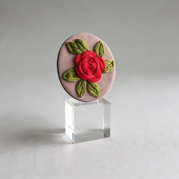 Red_Ribbon_Cotton_Embroidered_Rose_Branch_Oval_Brooch_Pin_For_Women