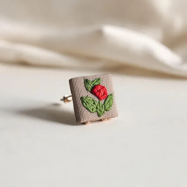 Red_Cotton_Embroidered_Rose_Branch_Square_Brooch_Pin_For_Women