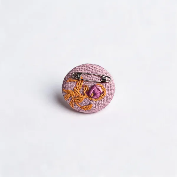Purple_Cotton_Embroidered_Rose_Bud_Round_Brooch_Pin_For_Women