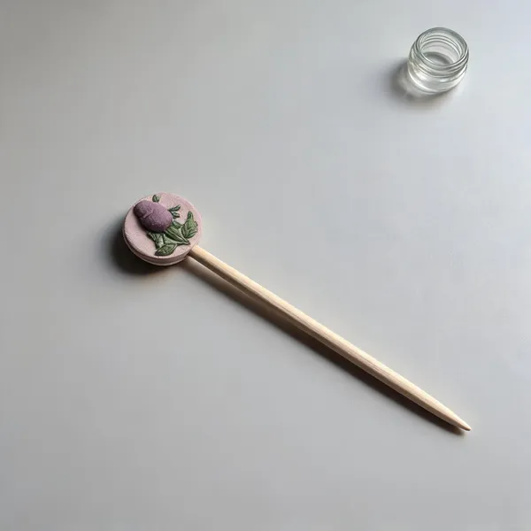 Dusty_Pink_Cotton_Embroidered_Rose_Branch_Round_Hair_Stick_For_Women