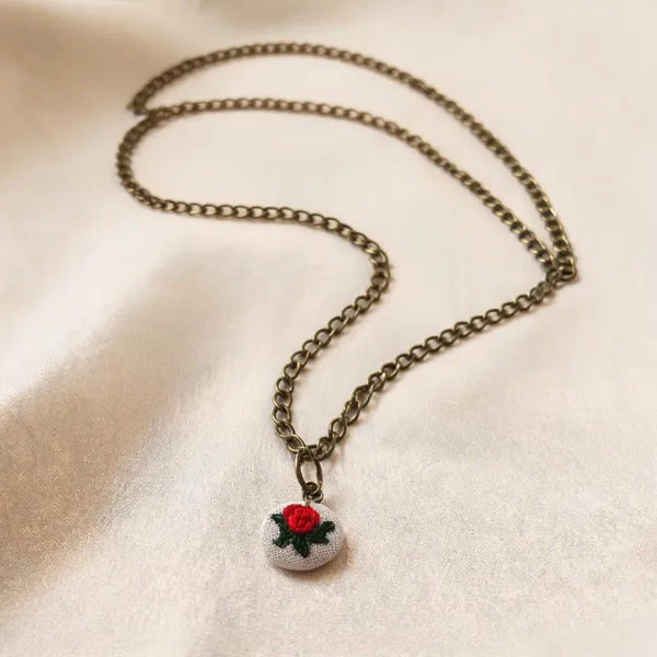 Red_Cotton_Embroidered_Rose_Branch_Hollow_Round_Pendant_Necklace_For_Women