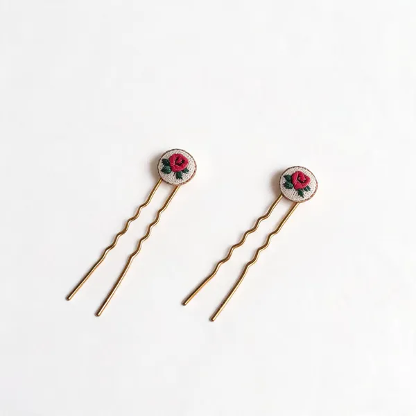 Deep_Pink_Cotton_Embroidered_Rose_Tiny_Round_Hair_Pins_Set_For_Women