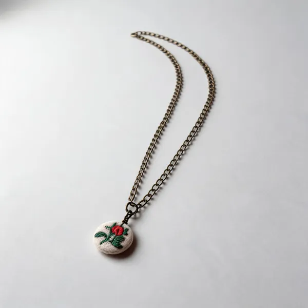 Red_Cotton_Embroidered_Rose_Bud_Branch_Hollow_Round_Pendant_Necklace_For_Women