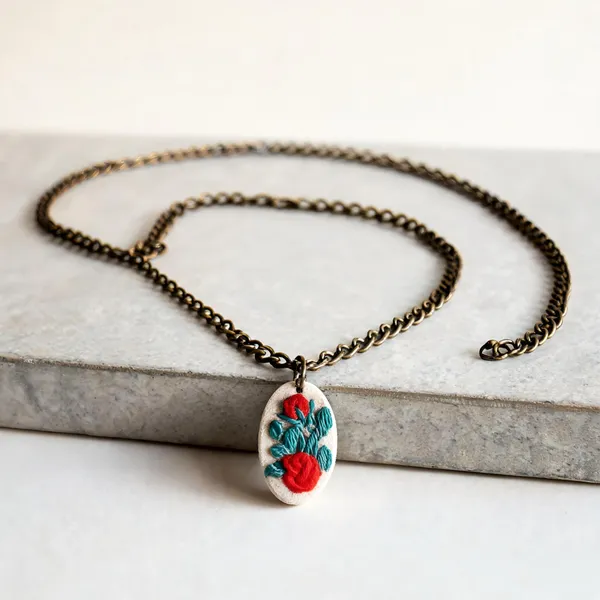 Red_Cotton_Embroidered_Rose_Vine_Hollow_Oval_Pendant_Necklace_For_Women