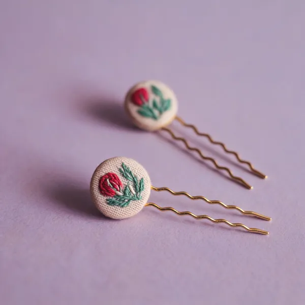 Pink_Cotton_Embroidered_Rose_Bud_Branch_Round_Hair_Pins_Set_For_Women