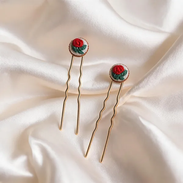 Red_Rose_Cotton_Embroidered_Tiny_Round_Hair_Pins_Set_For_Women
