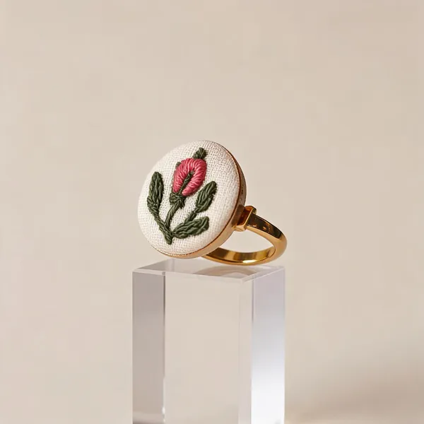 Pink_Cotton_Embroidered_Rose_Bud_Round_Adjustable_Ring_For_Women