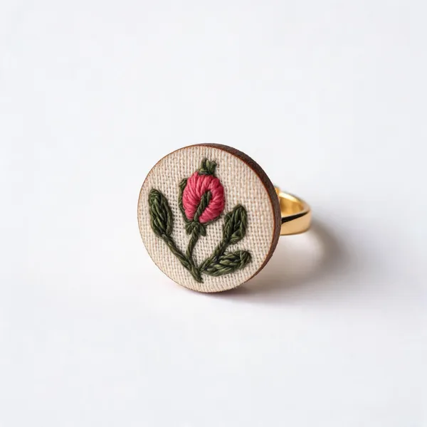 Pink_Cotton_Embroidered_Rose_Bud_Round_Adjustable_Ring_For_Women