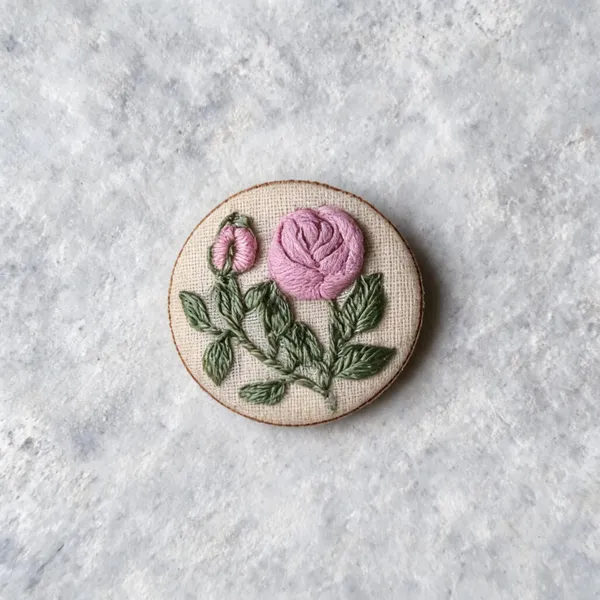 Light_Pink_Cotton_Embroidered_Rose_Bud_Round_Brooch_Pin_For_Women