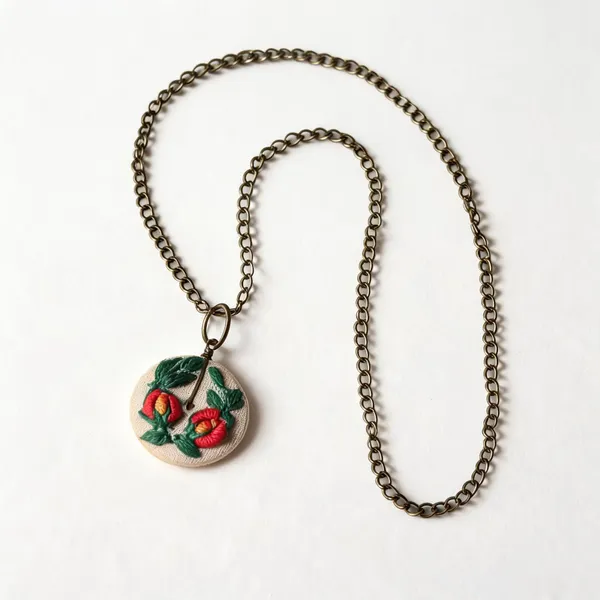 Orange_Cotton_Embroidered_Dual_Tone_Rose_Buds_Round_Hollow_Necklace_For_Women