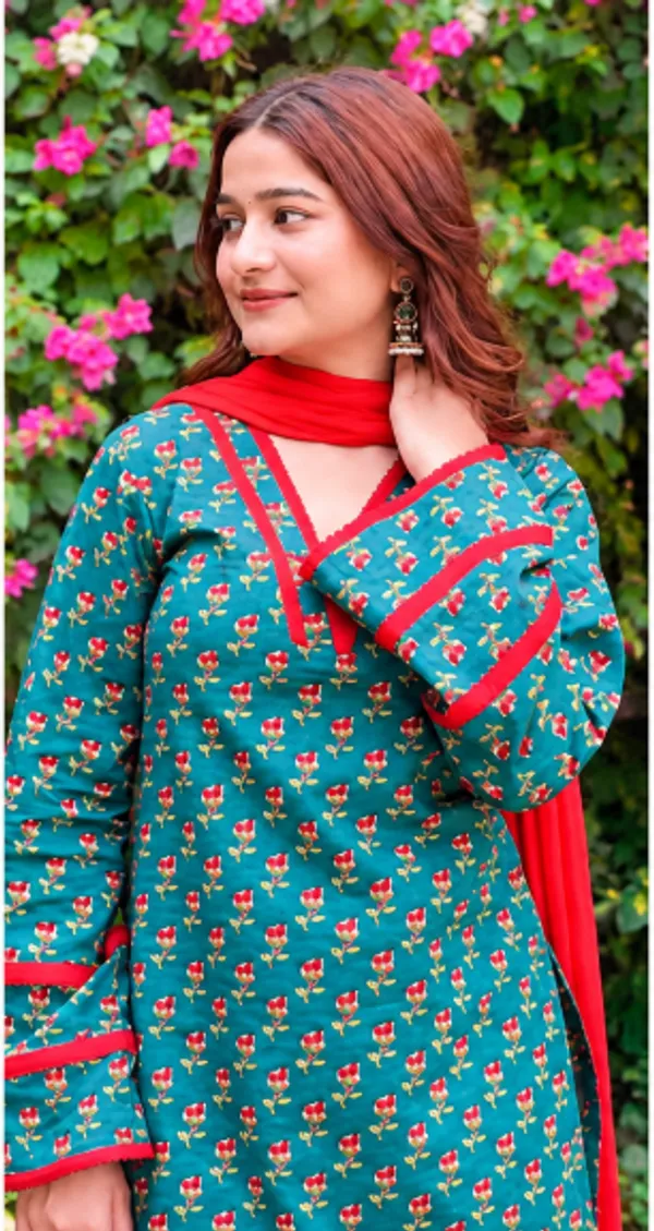 Green_Cotton_60/60_Kurta_Dupatta_Salwar_For_Women