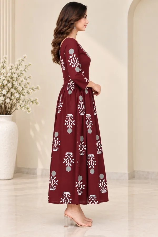 Wine_Rayon_Gown_For_Women