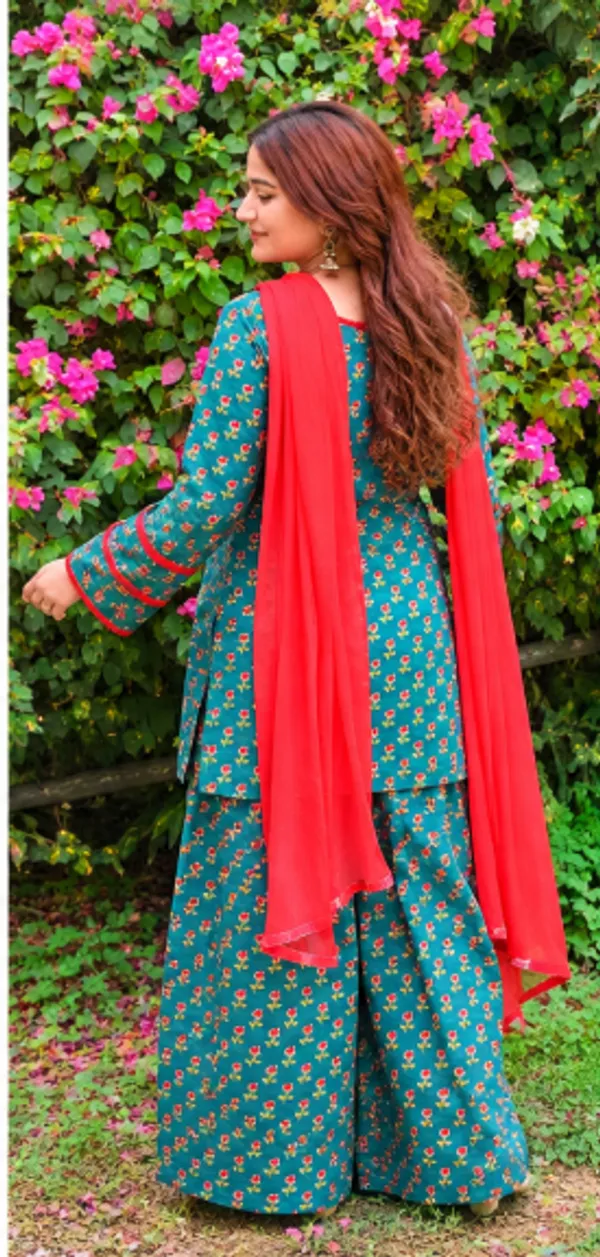 Green_Cotton_60/60_Kurta_Dupatta_Salwar_For_Women
