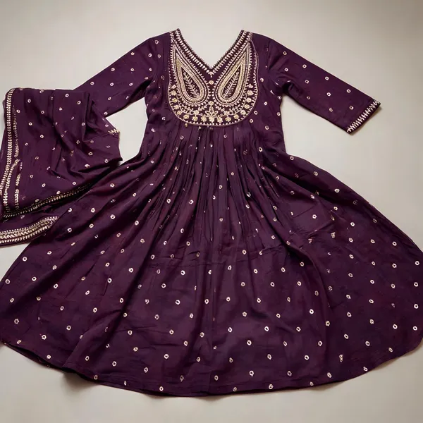 Purple_Wine_Cotton_60/60_Kurta_Pant__And__Dupatta_For_Women
