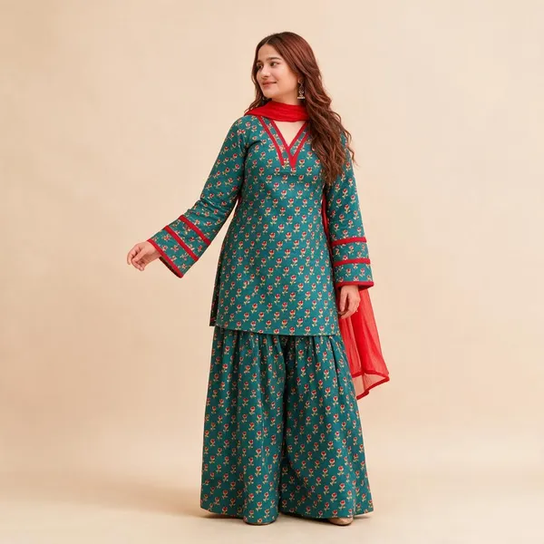 Green_Cotton_60/60_Kurta_Dupatta_Salwar_For_Women