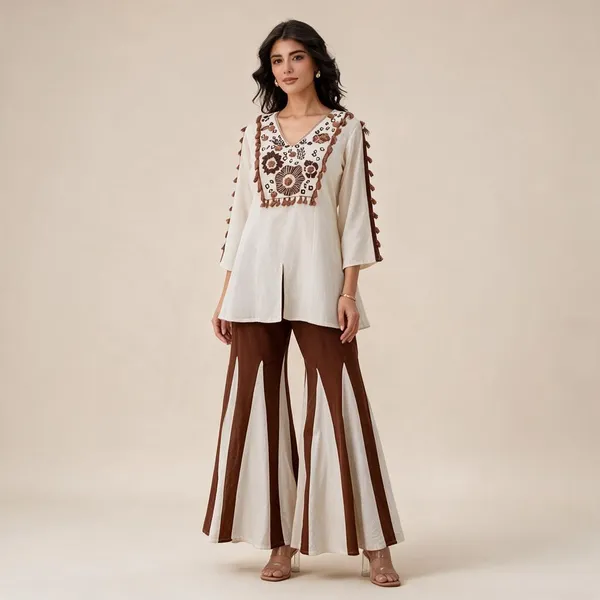 Cream_Cotton_Flex_Kurta__And__Plazo_For_Women