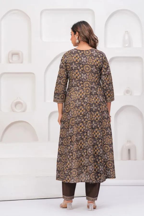 Brown_Cotton_60/60_Kurta_Pant__And__Dupatta_For_Women