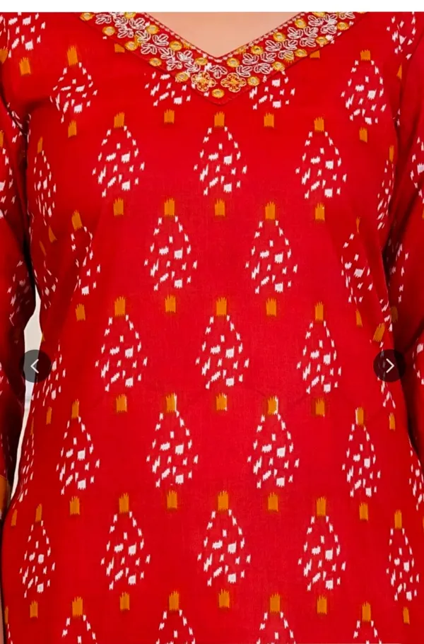 Red_Rayon_Kurta_Pant__And__Dupatta_For_Women
