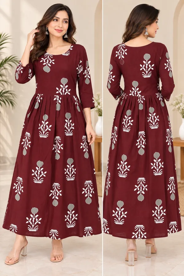 Wine_Rayon_Gown_For_Women