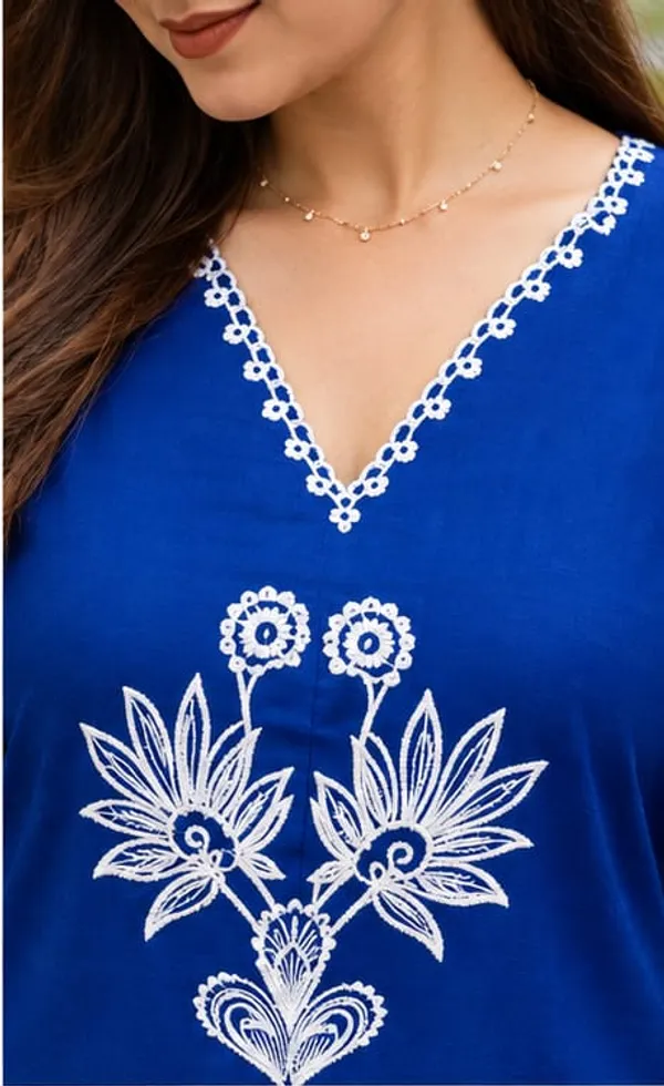 Royal_Blue_Cotton_60/60_Coat_Set_For_Women