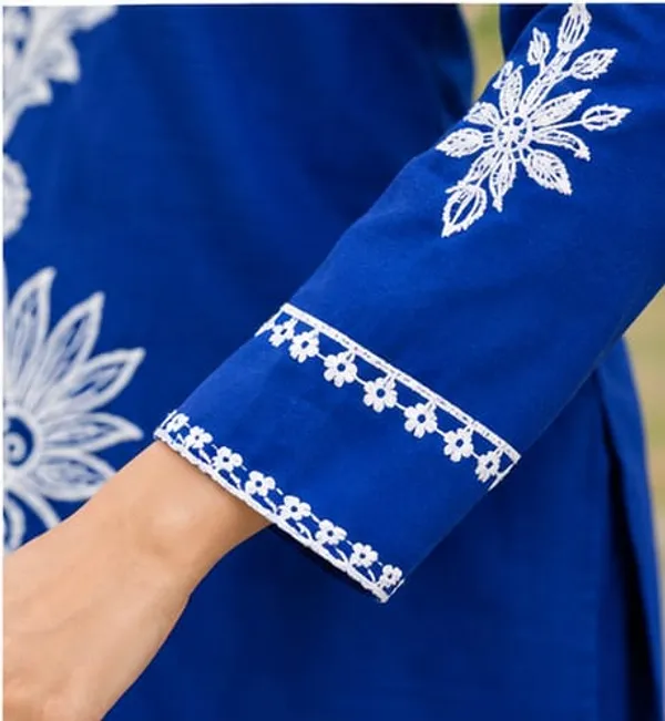 Royal_Blue_Cotton_60/60_Coat_Set_For_Women