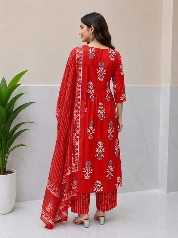 Red_Rayon_Kurta_Pant__And__Dupatta_For_Women