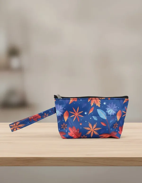 Blue_Printed_Zipper_Wristlet_Pouch_for_Everyday_Use