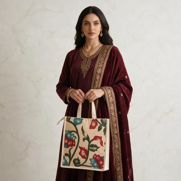 Beige_Canvas_Floral_Print_Tote_Bag_For_Women
