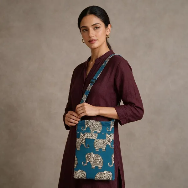 Blue_Fabric_Elephant_Print_Sling_Bag_For_Women