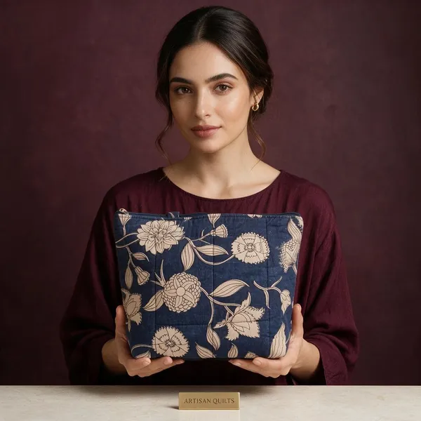 Navy_Quilted_Floral_Print_Makeup_Pouch_For_Women