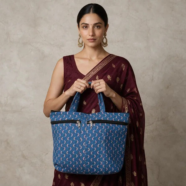 Blue_Printed_Fabric_Tote_Bag_For_Women