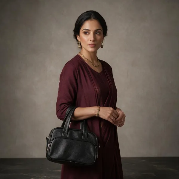 Black_Textured_Handheld_Bag_For_Women