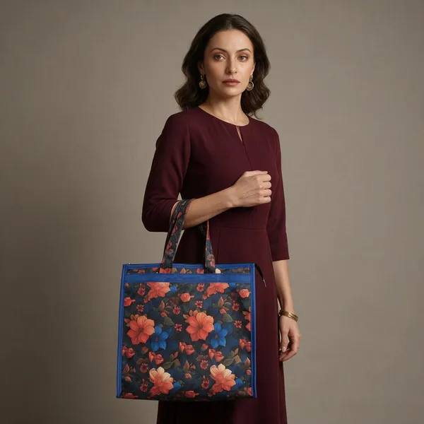 Blue_Floral_Print_Tote_Bag_For_Women