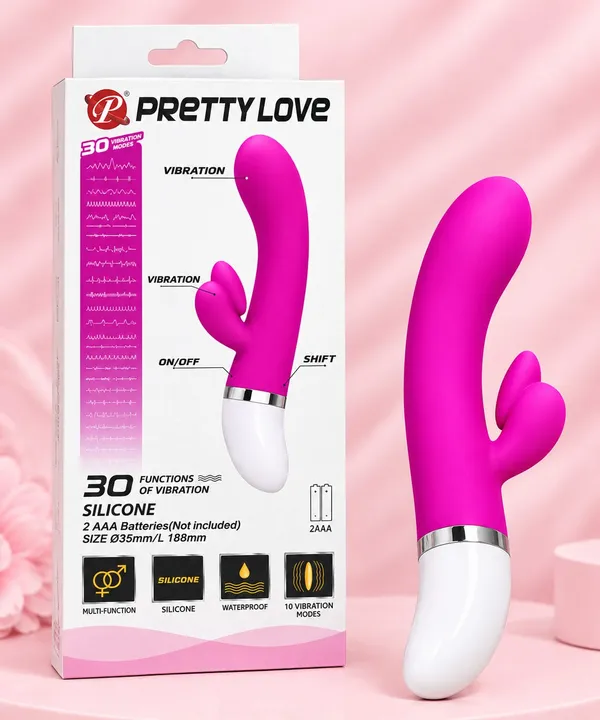Pink_Silicone_Battery_Operated_Rabbit_Massager_For_Women