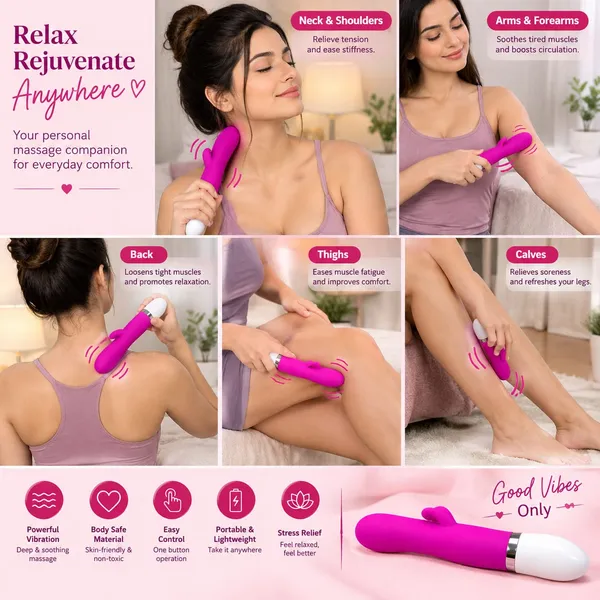 Pink_Silicone_Battery_Operated_Rabbit_Massager_For_Women