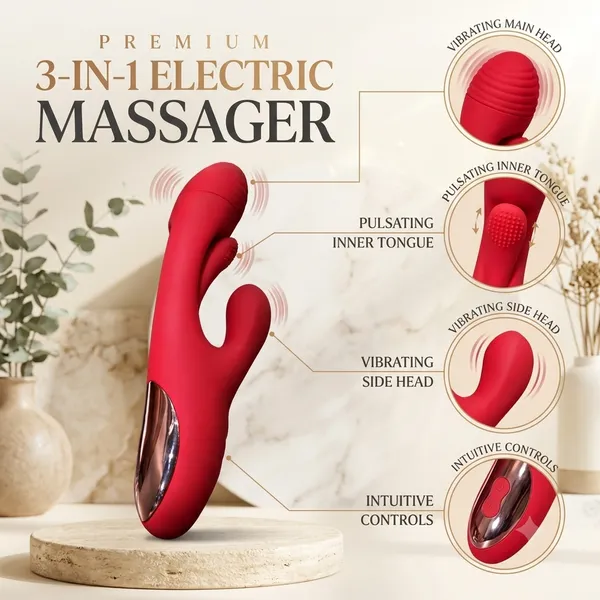 Red_Silicone_Rechargeable_Rabbit_Shaped_Massager_For_Women
