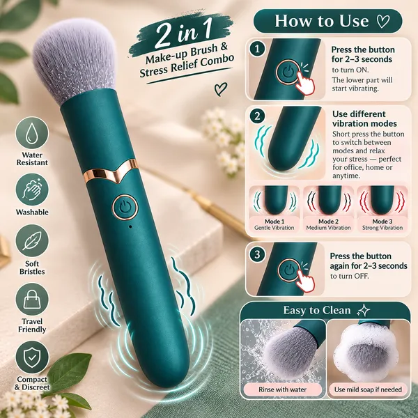 Olive_Green_Silicone_Makeup_Brush_Shaped_Personal_Massager