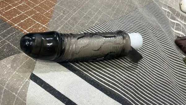 Black_Silicone_Push_Button_Vibrating_Condom_For_Women