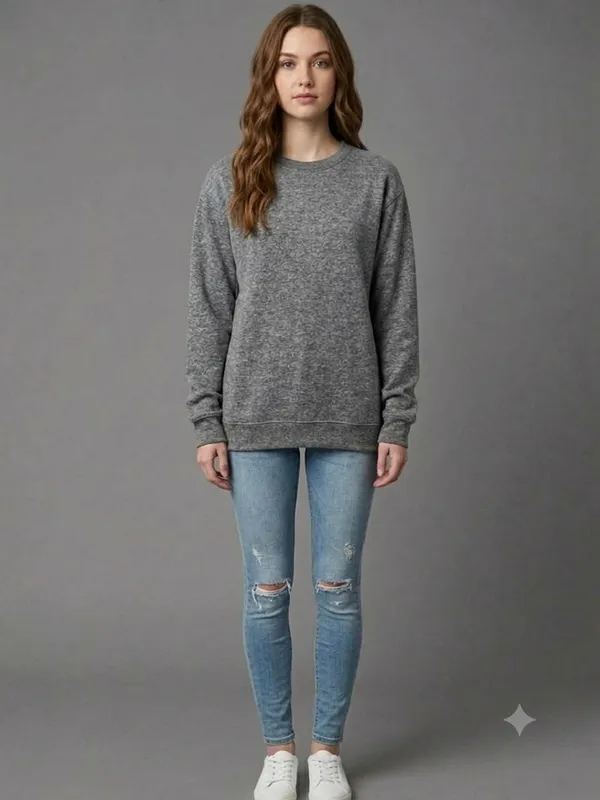 Grey_Knit_Regular_Fit_Sweatshirt_For_Women