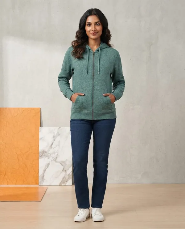 Green_Hooded_Zip_Up_Jacket_For_Women