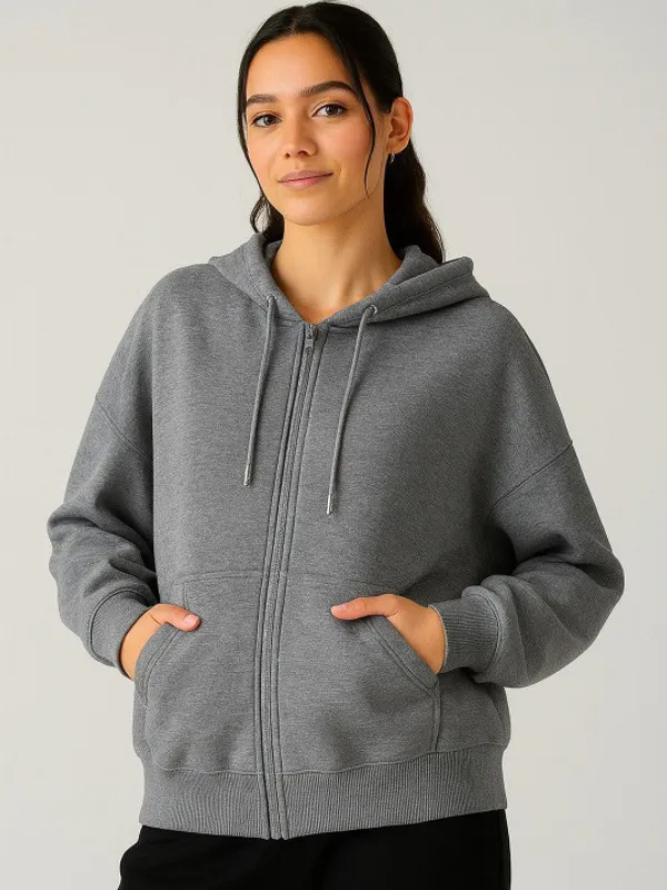Grey_Fleece_Regular_Fit_Hoodie_Jacket_For_Women
