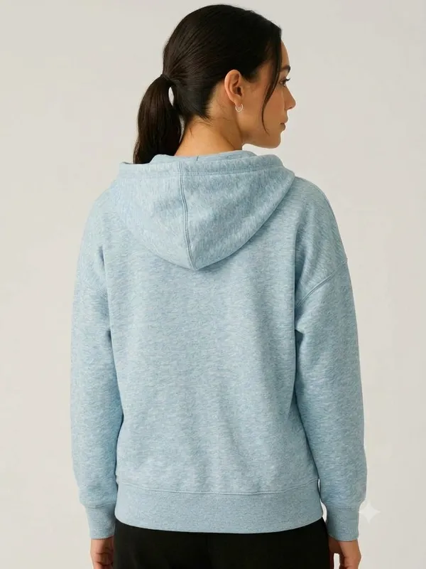 Blue_Casual_Zip-Up_Hoodie_For_Women