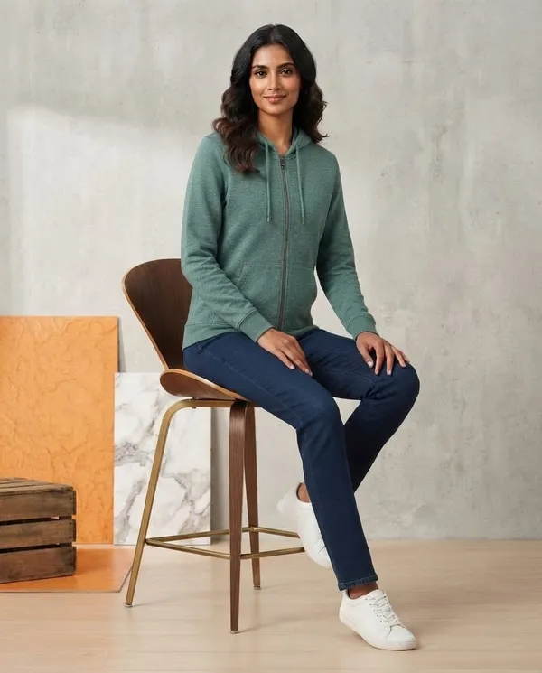 Green_Hooded_Zip_Up_Jacket_For_Women