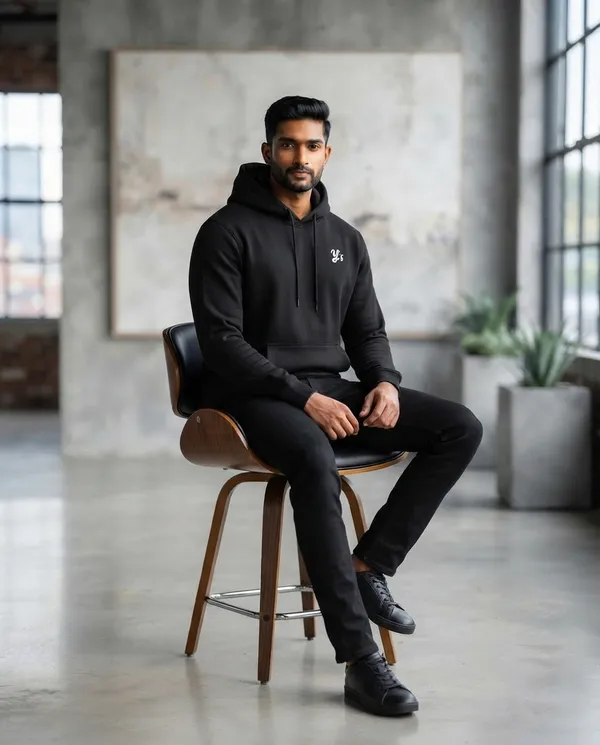 Black_Casual_Pullover_Hoodie_For_Men